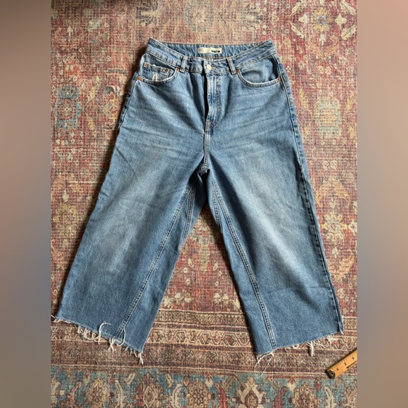 Topshop Denim - TopShop Petite Moto Women's Wide leg Blue Jeans W30